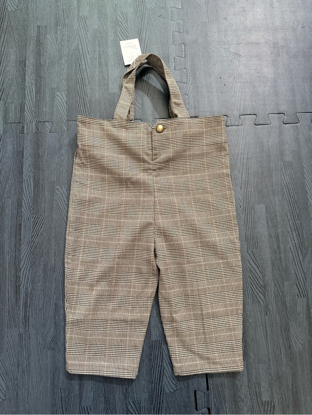 Trnka kids brown plaid suspenders pants